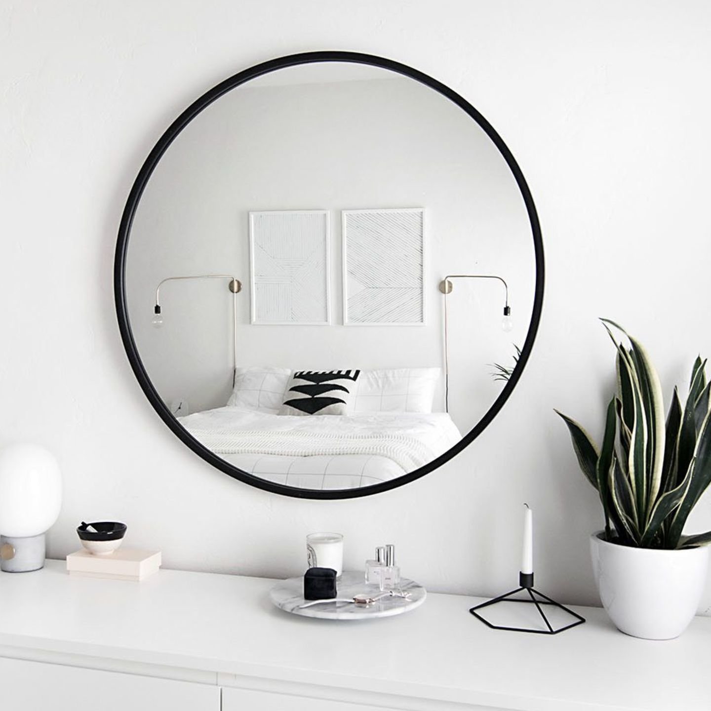 BE MATT BLACK ROUND MIRROR 50/60/70/80CM