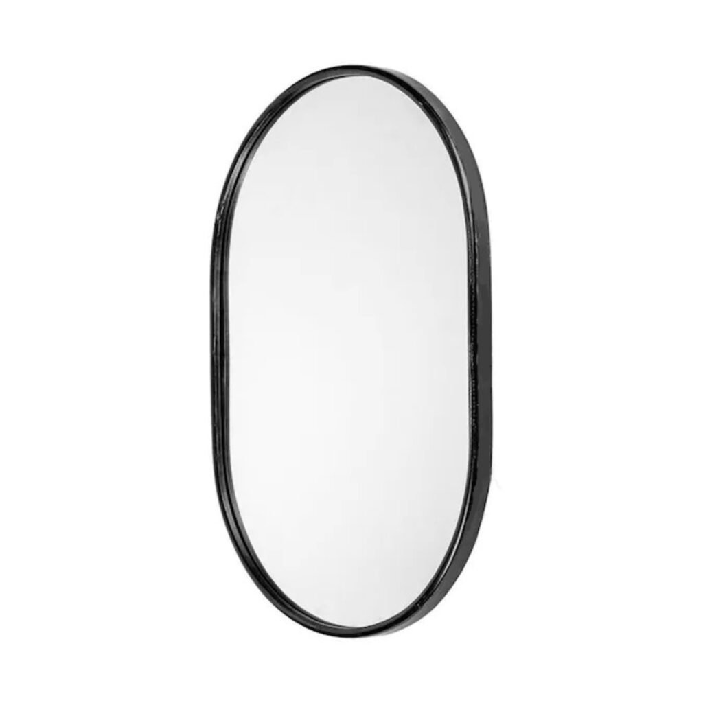 MD GUN METAL OVAL MIRROR 80X50CM