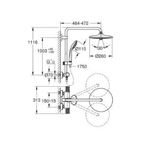Grohe 27296003 Euphoria 260 Thermostatic Shower System