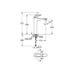 GROHE Eurostyle Single-lever Basin Mixer 1/2" XL-size