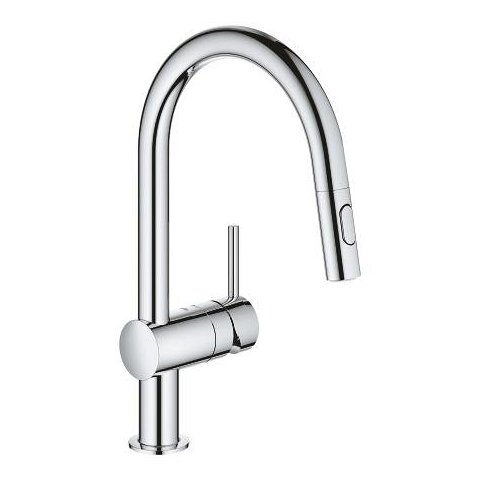 GROHE Minta C-Spout Chrome Pull-Out Dual Spray Kitchen Mixer - 32 321 002