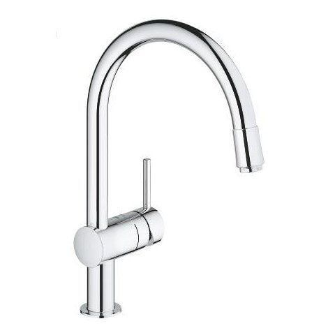 GROHE Minta C-Spout Chrome Pull-Out Mousseur Kitchen Mixer - 32 918 000