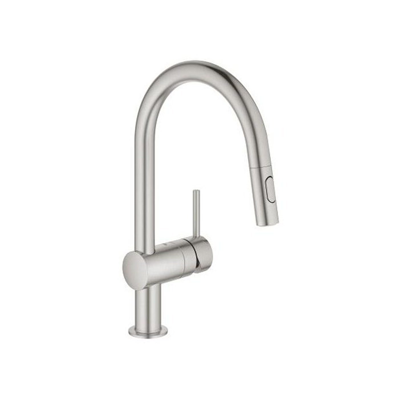 GROHE Minta C-Spout SuperSteel Pull-Out Dual Spray Kitchen Mixer - 32 321 DC2