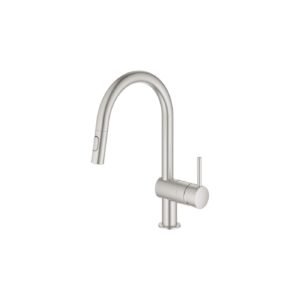 GROHE Minta C-Spout SuperSteel Pull-Out Dual Spray Kitchen Mixer - 32 321 DC2