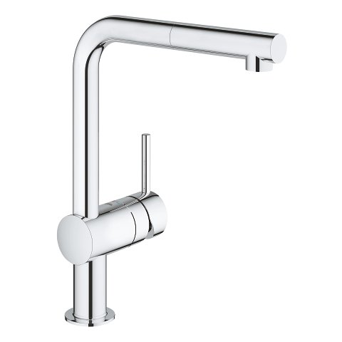 GROHE Minta L-Spout Chrome Pull-Out Mousseur Kitchen Mixer - 32 168 000