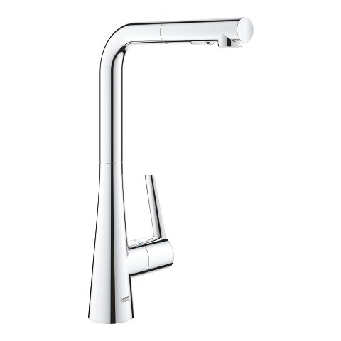 GROHE Zedra L-Spout Chrome Pull-Out Dual Spray Kitchen Mixer - 32 553 002