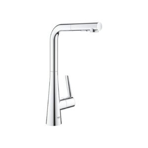 GROHE Zedra L-Spout Chrome Pull-Out Dual Spray Kitchen Mixer - 32 553 002