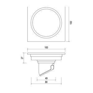 LAVASTONE Duro Round Cover Point Drain - Duro 10095 product line drawing padded