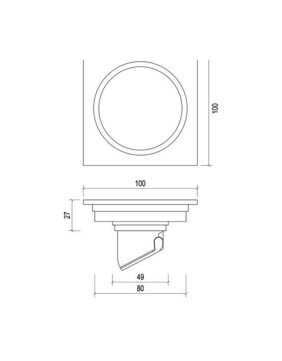 LAVASTONE Duro Round Cover Point Drain - Duro 10095 line drawing