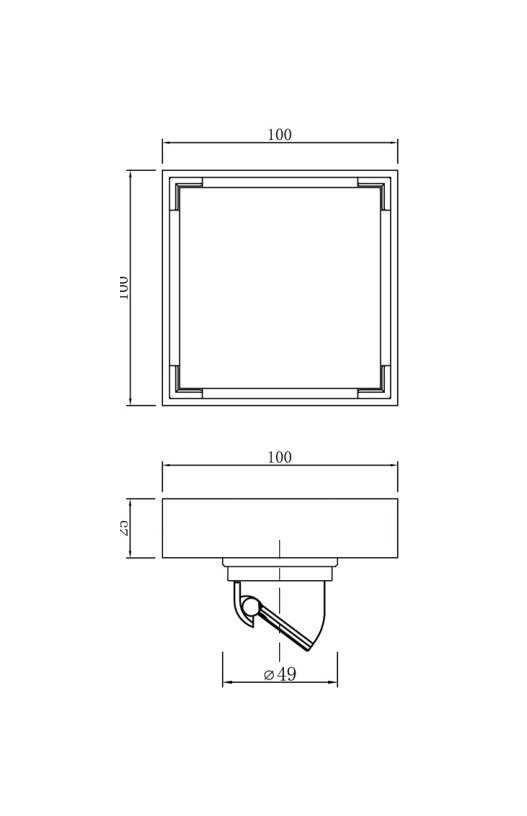 LAVASTONE SS Reversible Tile Insert Point Drain - SS 10036 line drawing