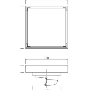 LAVASTONE SS Reversible Tile Insert Point Drain - SS 15036 product line drawing padded