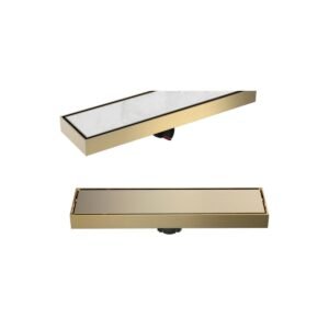 LAVASTONE SS Reversible Tile Insert Linear Drain - SS 30036 SS 30036BG - Brushed Gold complete product image 20260531_143118