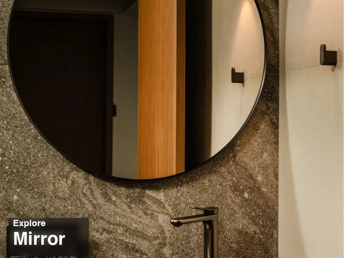 BOAE bathroom mirror collection at Modeste Singapore showroom - corrected Mirror label