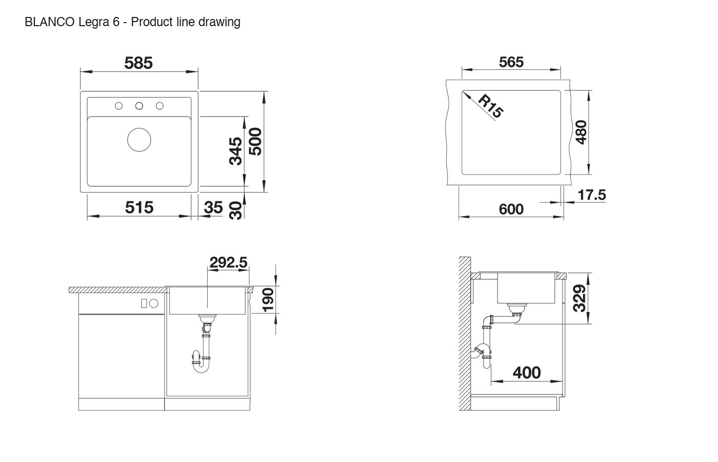 BLANCO Legra 6 Sink - 526084 product line drawing