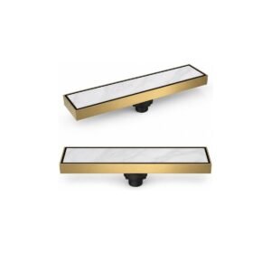LAVASTONE SS Reversible Tile Insert Linear Drain - SS 30036 Brushed Gold smaller card visual scale v3 20260603_162815