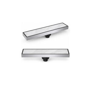 LAVASTONE SS Reversible Tile Insert Linear Drain - SS 30036 Brushed Stainless Steel smaller card visual scale v3 20260603_162815