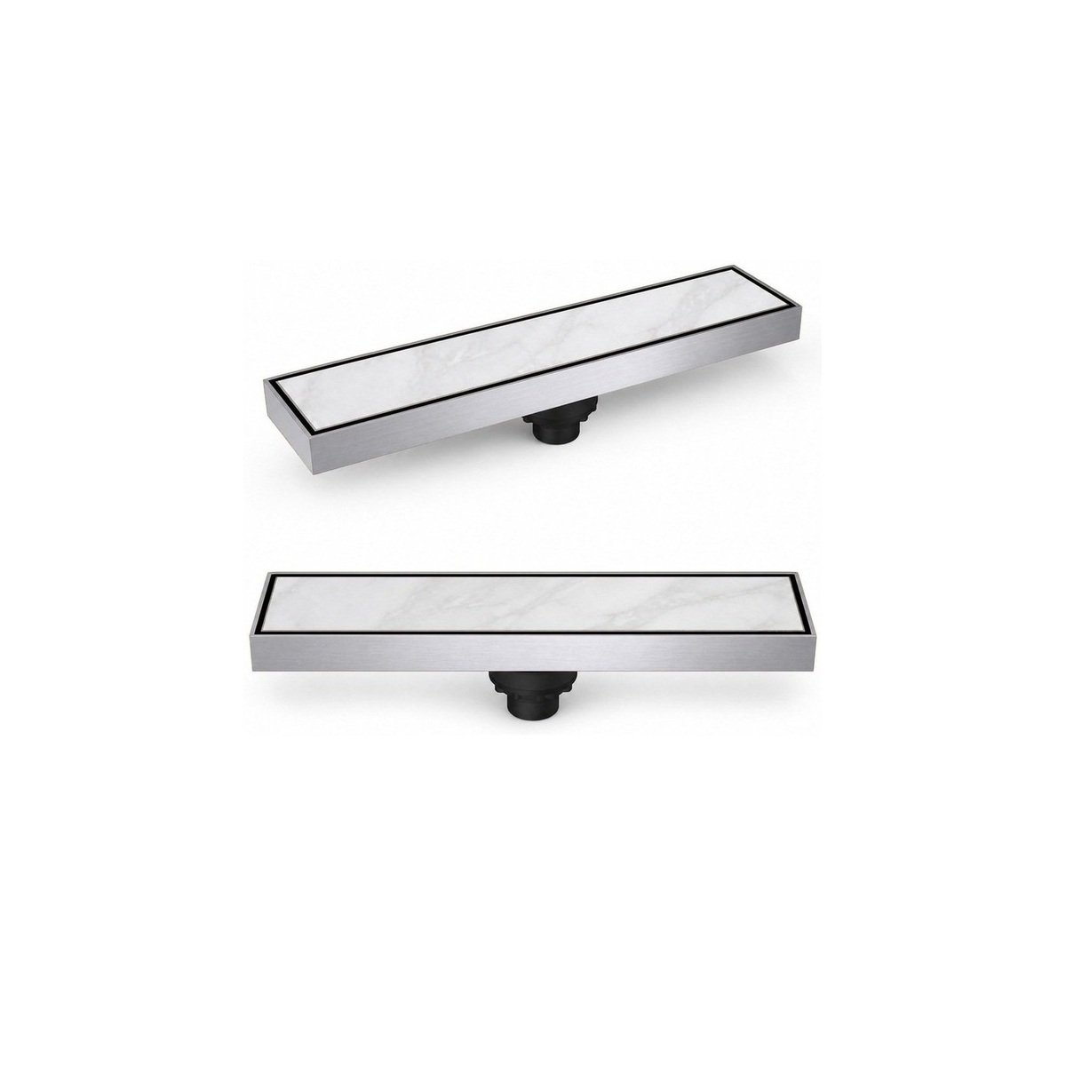 LAVASTONE SS Reversible Tile Insert Linear Drain - SS 30036 Brushed Stainless Steel smaller card visual scale v3 20260603_162815