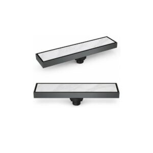 LAVASTONE SS Reversible Tile Insert Linear Drain - SS 30036 Gun Metal smaller card visual scale v3 20260603_162815