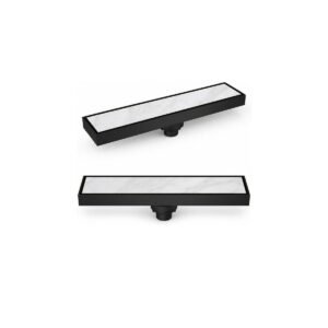 LAVASTONE SS Reversible Tile Insert Linear Drain - SS 30036 Matte Black smaller card visual scale v3 20260603_162815