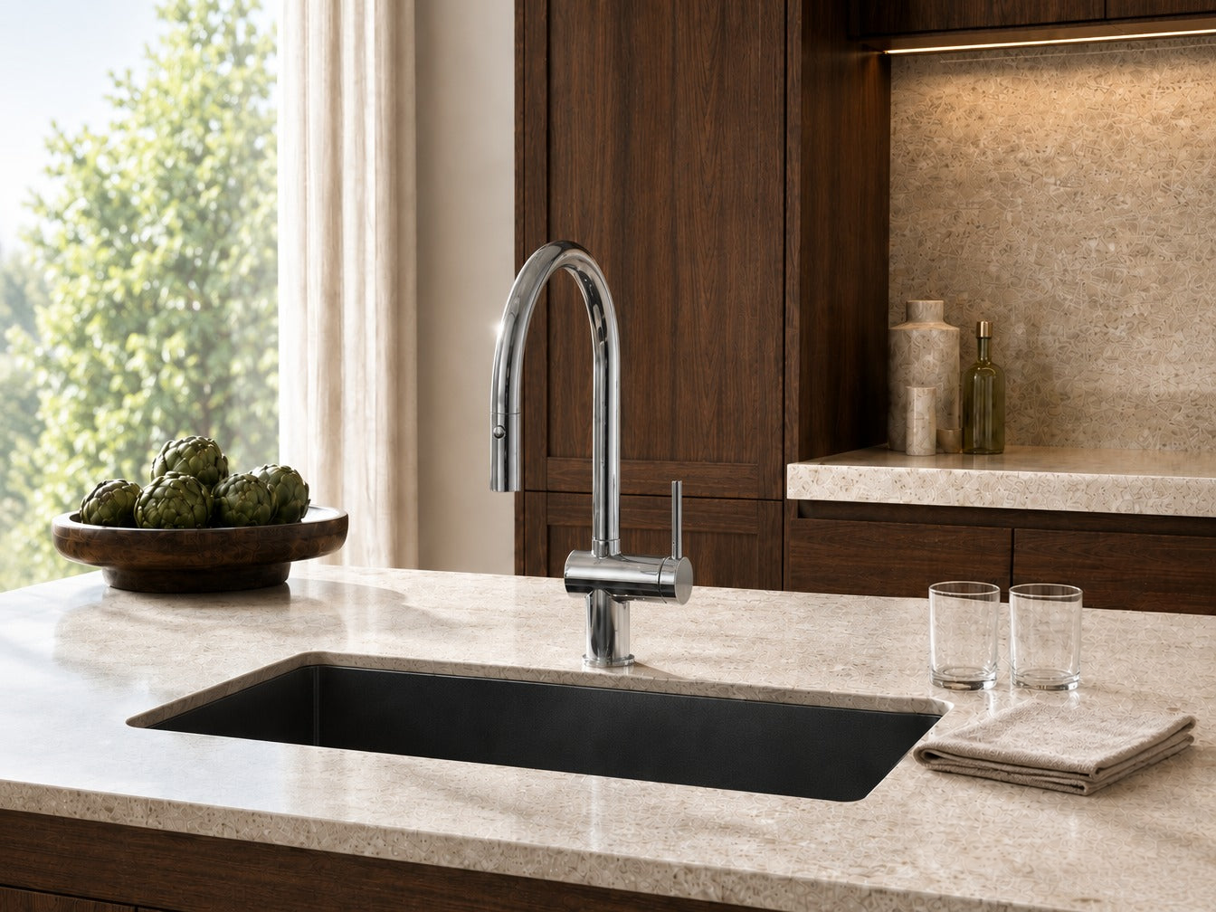 LUME KF 01 kitchen mixer in Chrome Polished finish