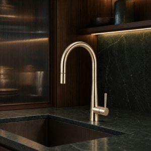 LUME KF 03 kitchen mixer in Light Gold finish