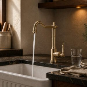 LUME KF 02 kitchen mixer in Light Gold finish