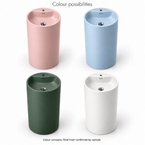 BOAE Custom Pedestal Basin with Tap Hole in four colours - AI-rendered colour concepts, final finish confirmed by sample